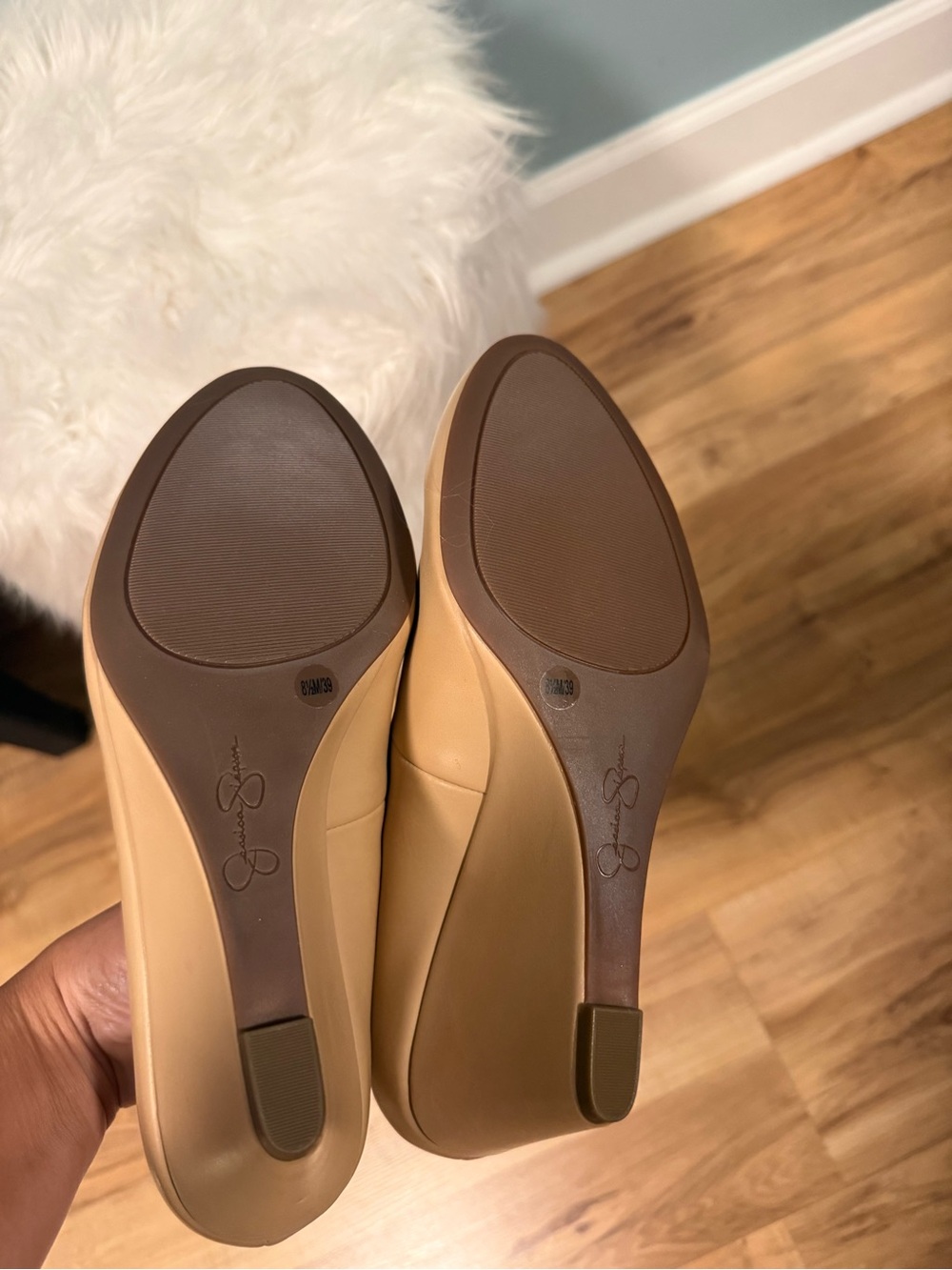 Jessica Simpson Beige Wedge Pumps - Picture 3 of 5